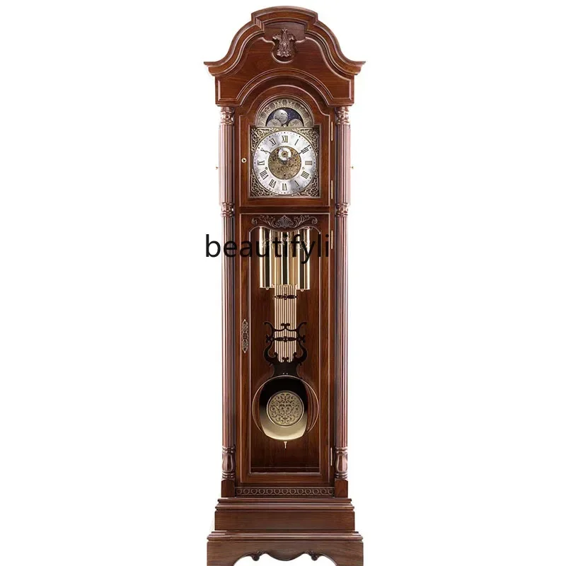 LJYMahogany floor clock living room home modern Chinese European style, Helmler mechanical pendulum clock