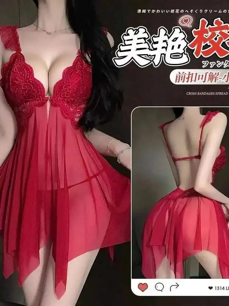 Sexy malha uniforme renda camisola com almofadas no peito irregular vestido de noite elegante tanque mini vestido doce 2025 novo vestido hsu8