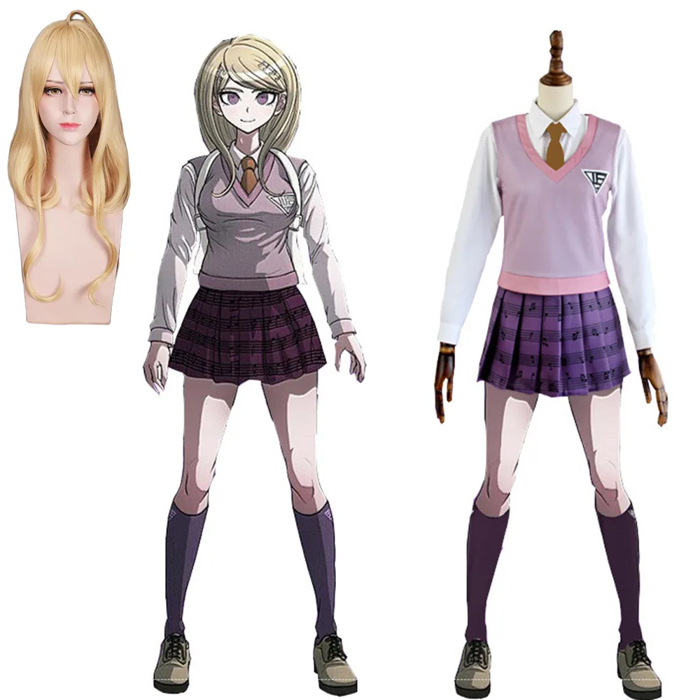 Anime Danganronpa V3: Killing Harmony Kaede Akamatsu Cosplay Costume JK Uniform Halloween Set Woman Wig Shirt Vest Skirt