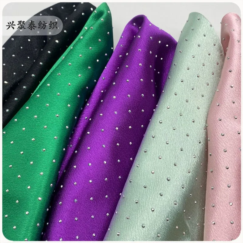 

satin embossed dress fabric glittering linen shoe material skin-friendly women's performance hair accessory shoes