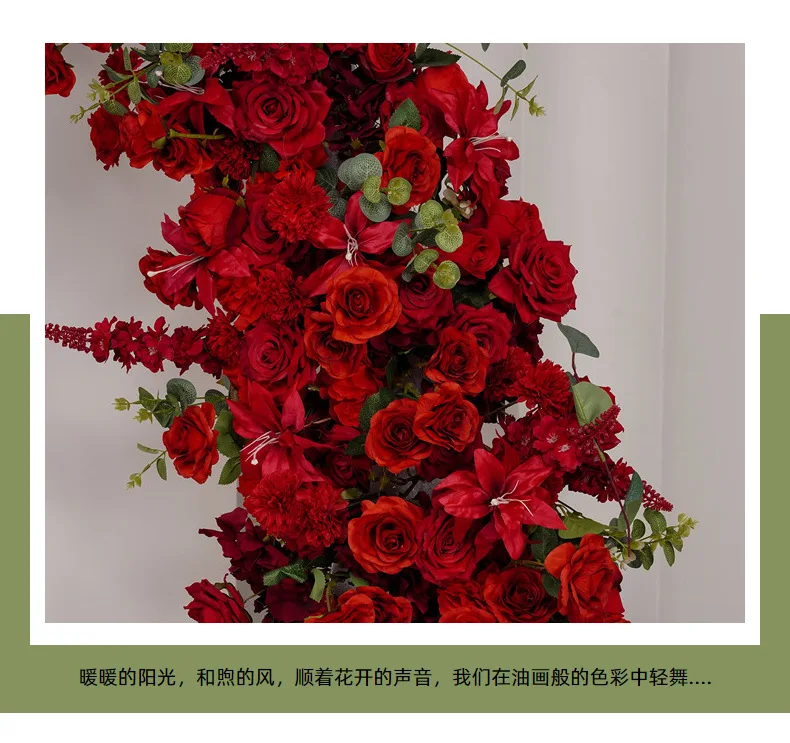 Künstliche Blumenarrangements Hornbogen Rote Rosen Hortensien Hochzeitsdekoration Blumenständer Bodenblumen Event-Tischdekoration Kugel – Detail 6