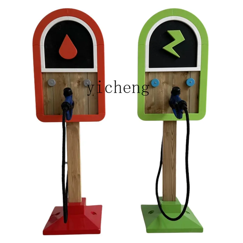 Tqh Children's Outdoor Antiseptic Wood Gas Station Charging Pile Toy Kindergarten Bicycle Taxi Riding Area Oil