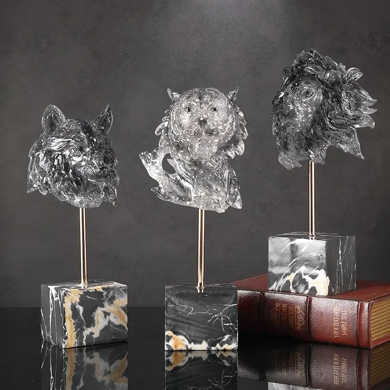 

CLL imitation crystal simple modern light luxury lion head ornament entrance office soft decoration home