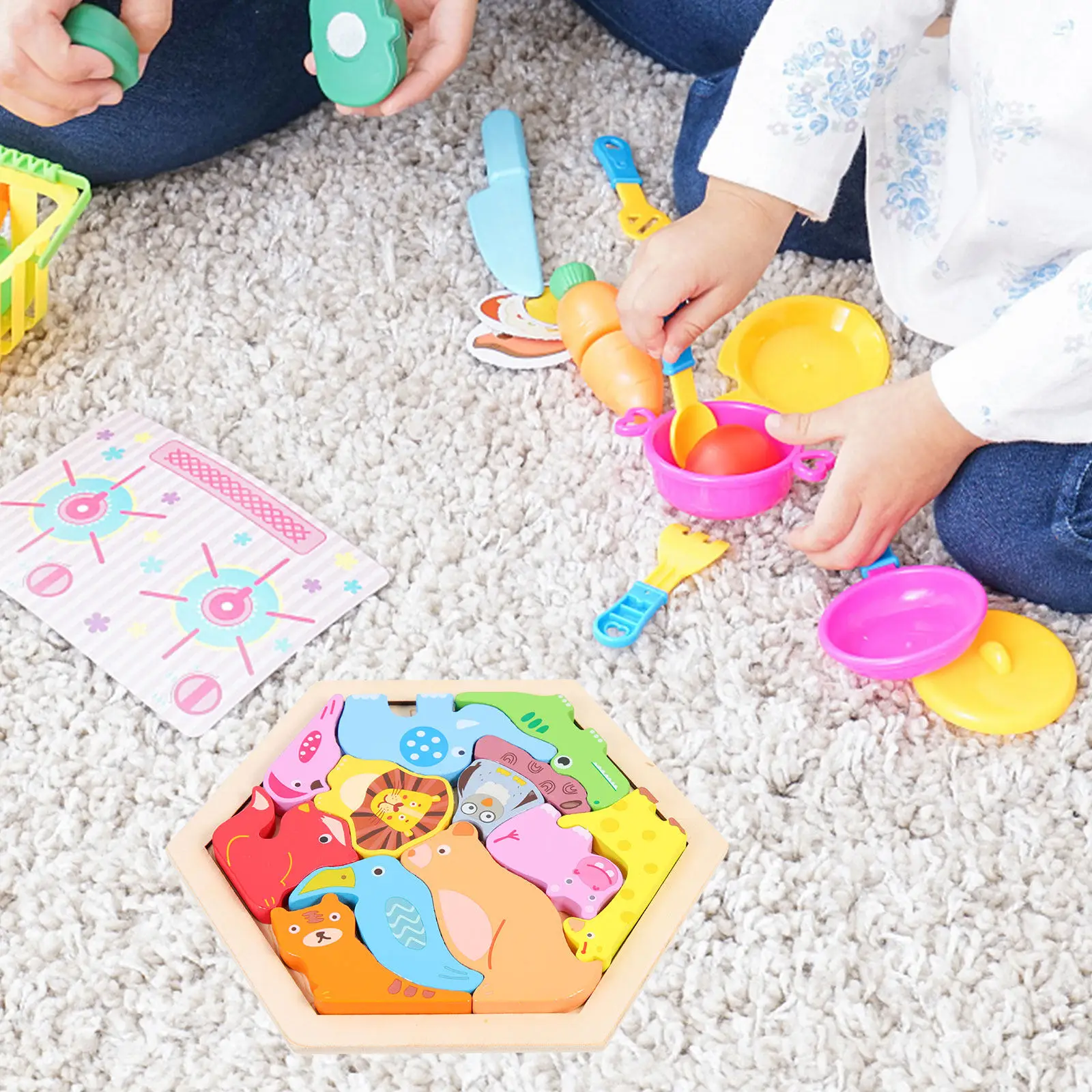 

1 Set Animal Puzzle Cartoon Wooden 3D Shape Sorting Matching Educational Preschool Learning Color Recognition Cognition