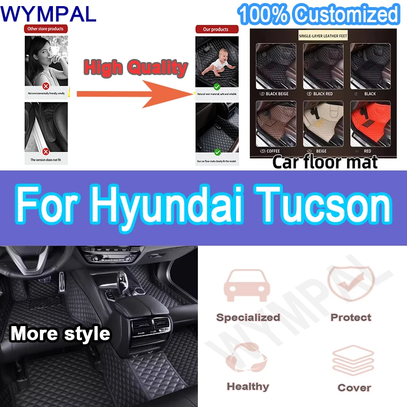 

Luxury Custom Car floor mats for Hyundai Tucson 2015 2016 2017 2018 auto foot automobile carpet cover Pads accessories full set