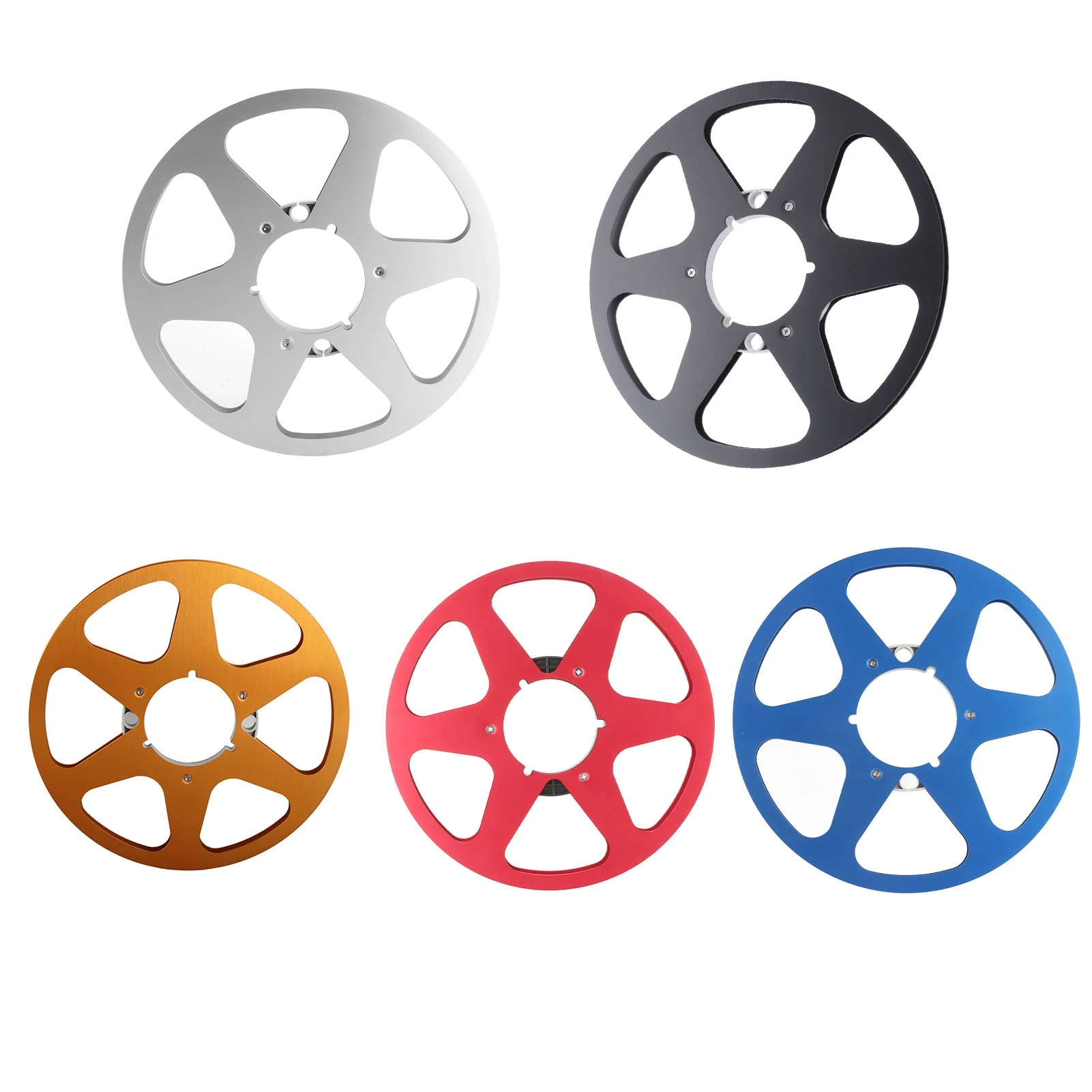 بكرة مفتوحة من سبائك الألومنيوم 6 فتحات مسامير من الفولاذ المقاوم للصدأ 1/4 10.5 بوصة بكرة فارغة لمشغل شريط بكرة إلى بكرة #6