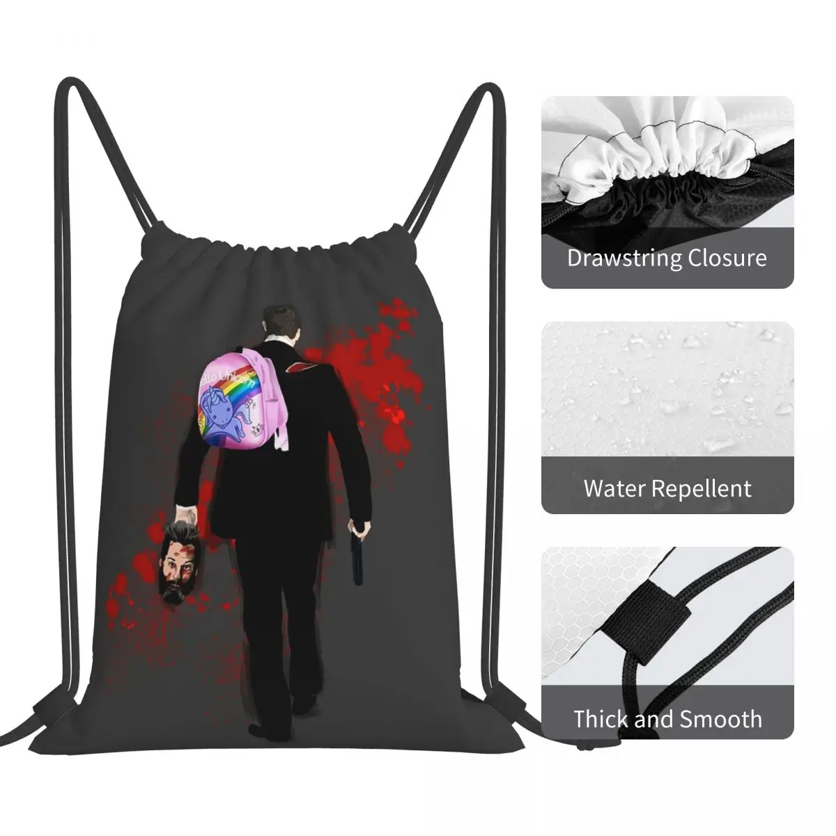 Hello Unicorn Altered Carbon Backpacks Drawstring Bags Drawstring Bundle Pocket Sports Bag Book Bags For Man Woman School