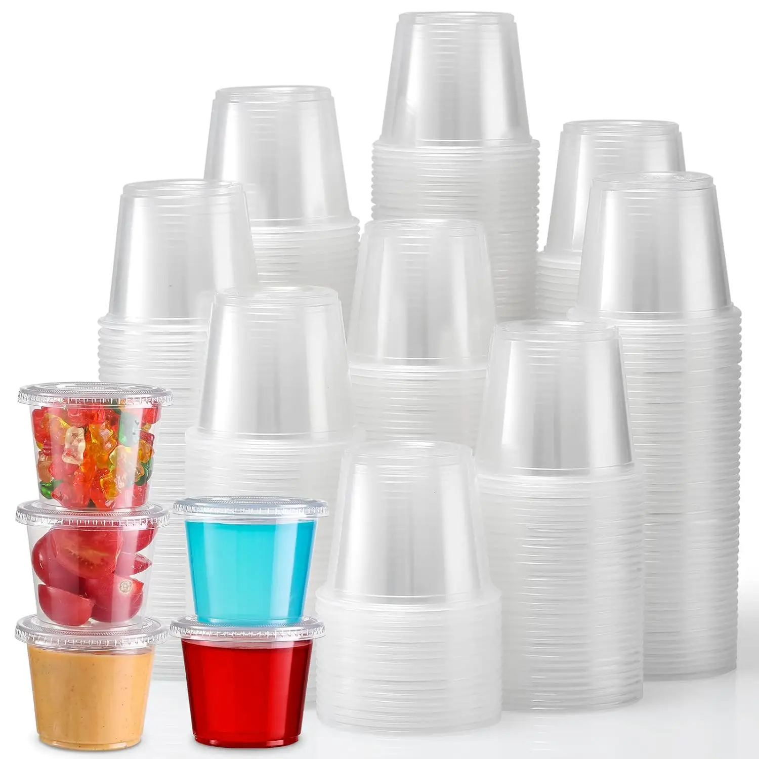 Portion Cups With Lids, 240 Sets - 5.5 oz Airtight, Stackable Souffle Cups for Salad Dressing, Sauce Containers