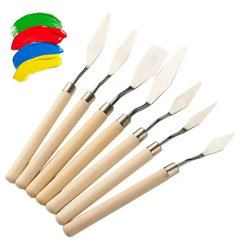 Professional Stainless Steel Palette Knife Oil Painting Knives Metal Spatula With Wooden Handle For Artist Painting Stationery