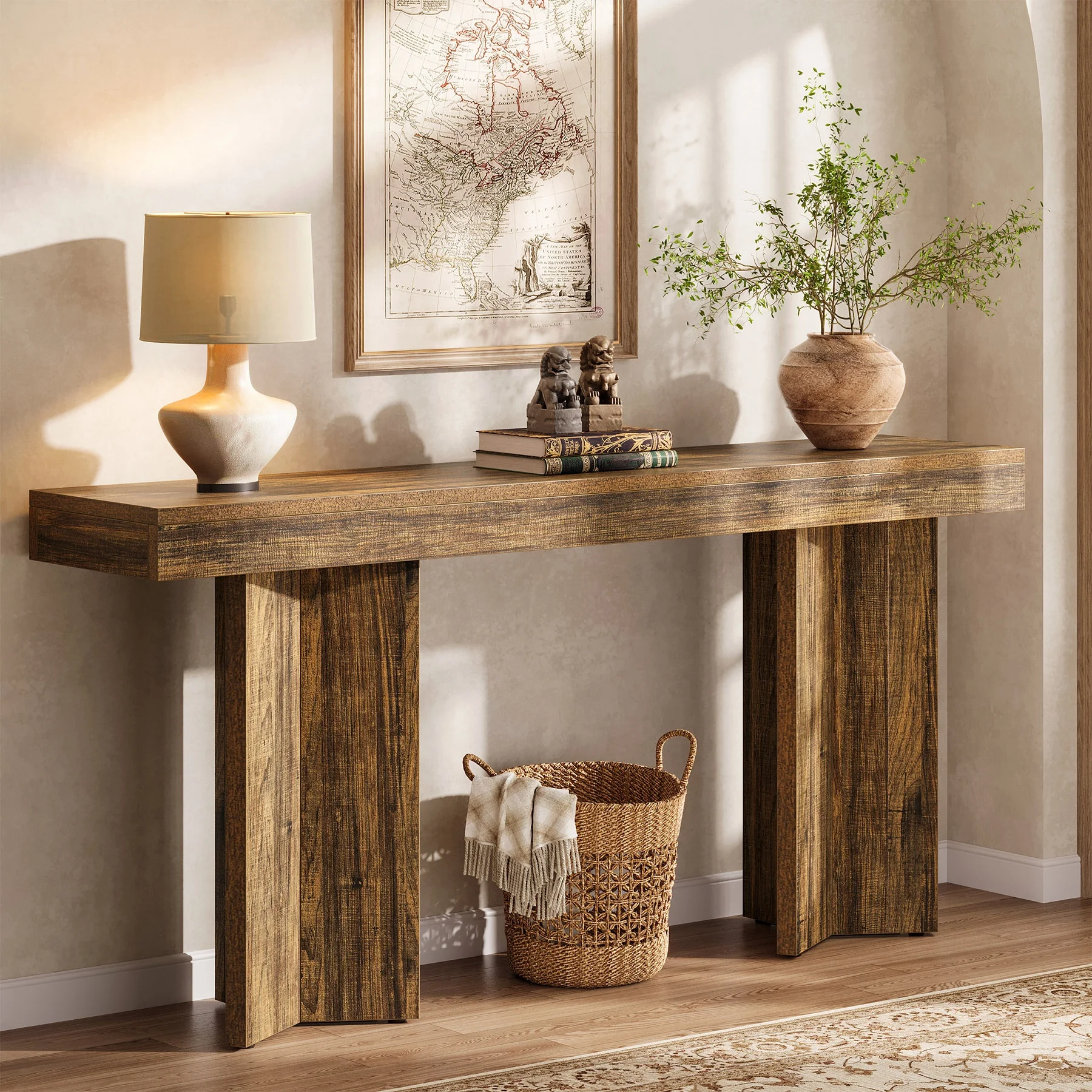 

Tribesigns 63" Console Table, Farmhouse Entryway Table, Wooden Rectangular Sofa Table Behind the Couch for Entrance, Hallway