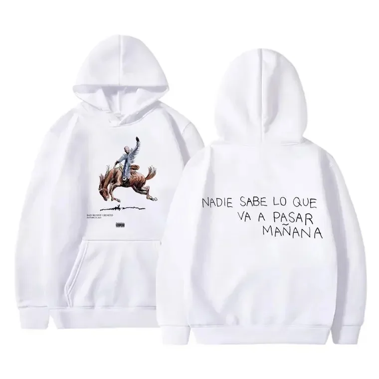 Hip Hop Rapper Bad Bunny Nadie Sabe Lo que Va Pasar Mañana Hoodie Männer Frau Fleece übergroße