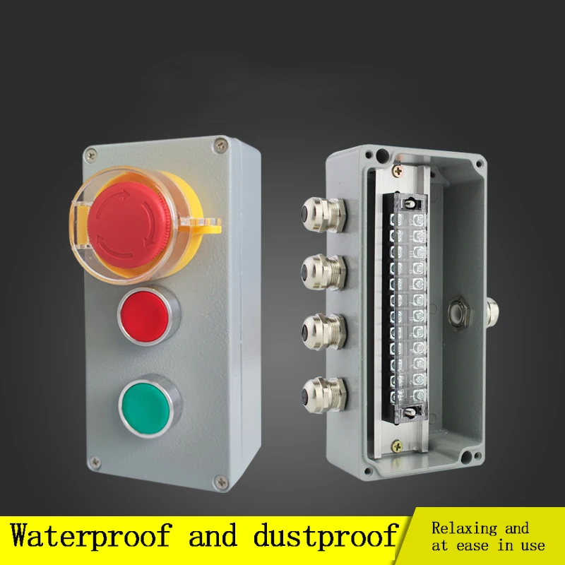 Cast aluminum button box, outdoor metal button box, control switch, self-resetting emergency stop operation box