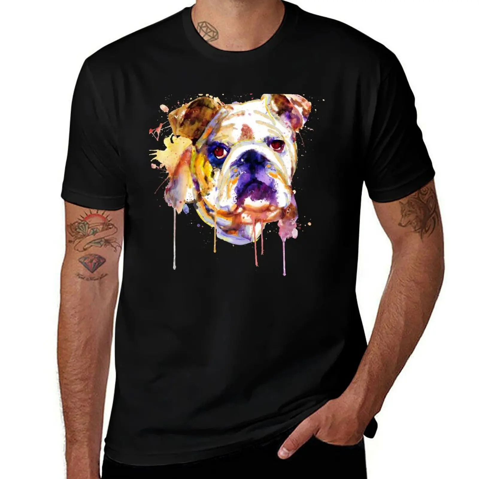 

English Bulldog Head T-Shirt Relaxed Casual Short Sleeve Tee