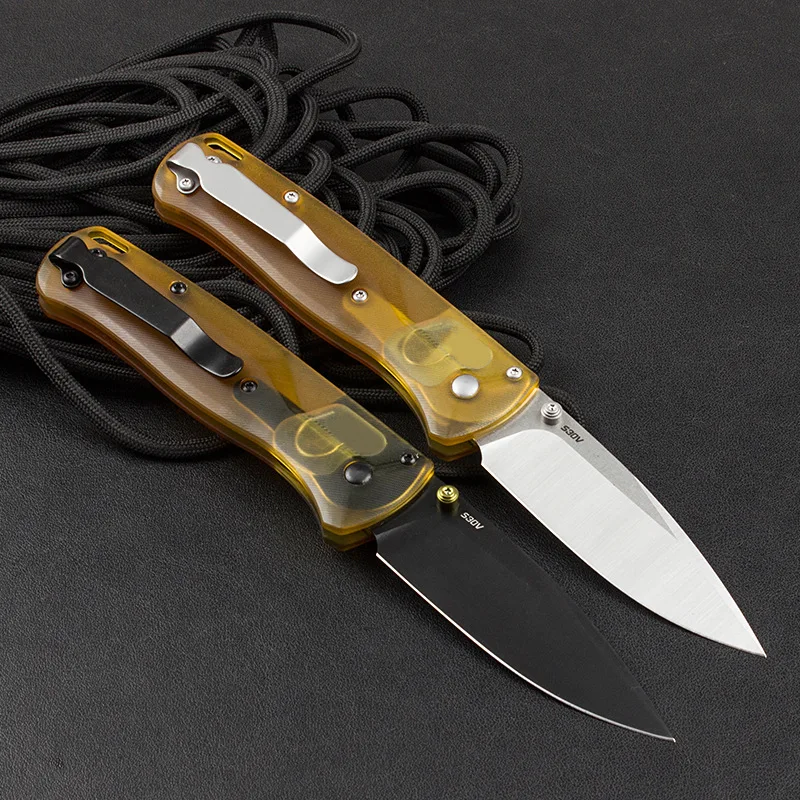 Coltello pieghevole tascabile 535 ad alta durezza Lama S30V Manico PEI Coltelli da campeggio tattici di sopravvivenza Caccia Coltelli da frutta Strumenti EDC