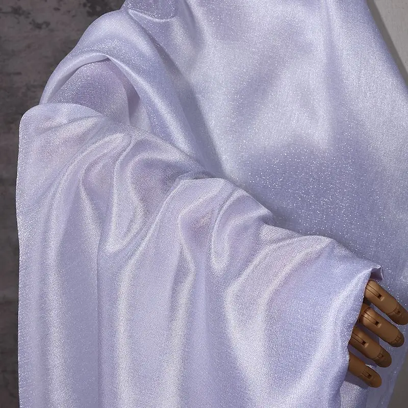 Meteor Satin Glitter Fabric By The Meter for Clothing Hanfu Dress Skirt Shirt Curtain DIY Sewing Plain Shiny Cloth Soft White view 5