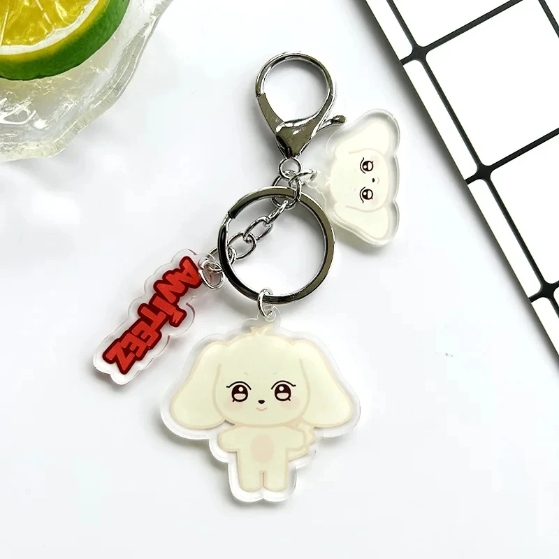 Kpop A-TEEZ porte-clés dessin animé mignon figurines d'animaux acrylique pendentif moto porte-clés beurre mode sac accessoires cadeaux