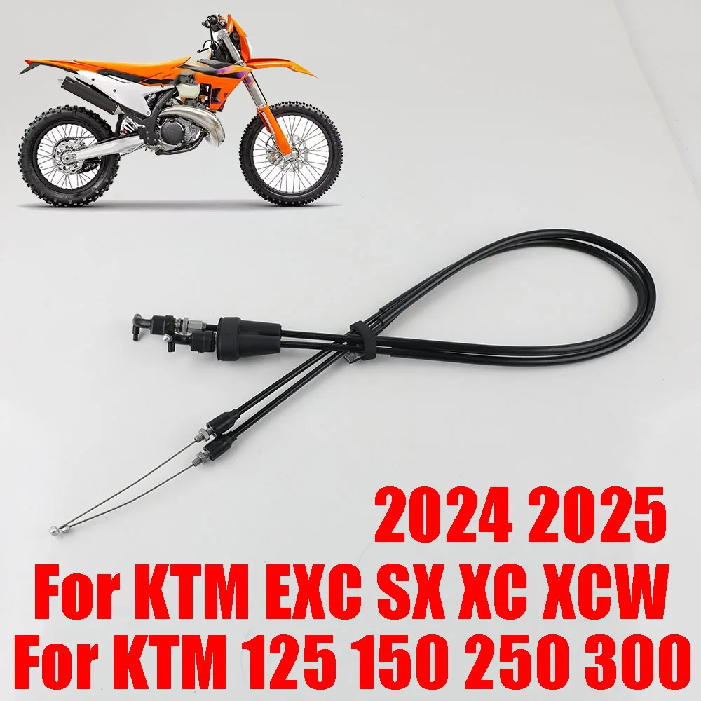 For KTM EXC SX XC XCW 125 150 250 300 EXC300 2024 2025 Motorcycle Two Throttle Cable Accelerator Pull Line Fuel Pipes Steel Wire