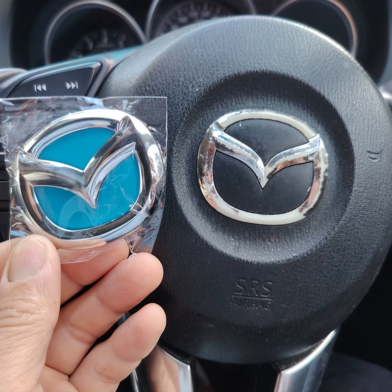 Car Steering Wheel Emblem Badge Sticker Cover For Mazda 3 6 CX-5 CX-3 CX-30 MX-5 Auto Interior Decor Logo Trim Cap Accessories