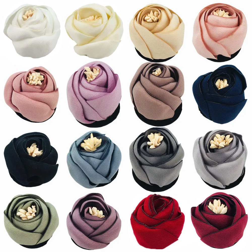 

300pcs 4cm Korean Version Of Burnt Edge Three-dimensional Rosebud Corsage Hot Sale Popular Plain Color Baked Edge Clothing