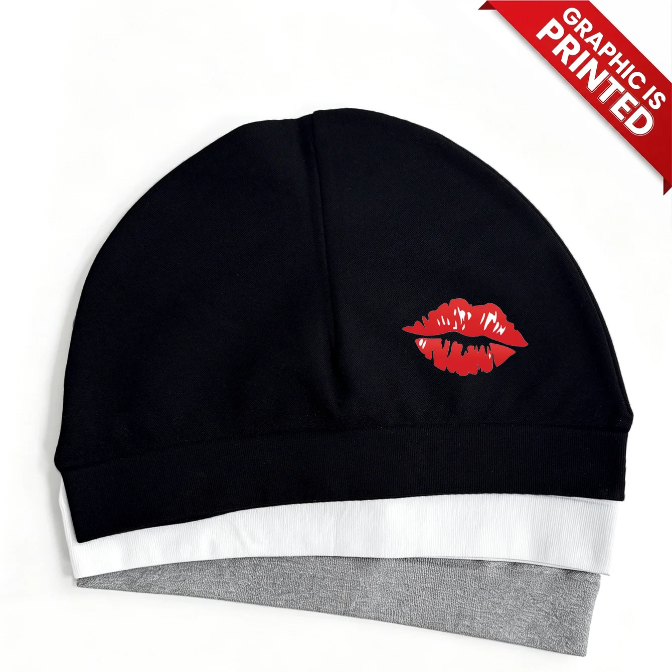 LIPS Letter Printed Lightweight Skull Cap Beanie Elastic Soft Sweat Wicking Running Cycling Helmet Liner Sports Cap