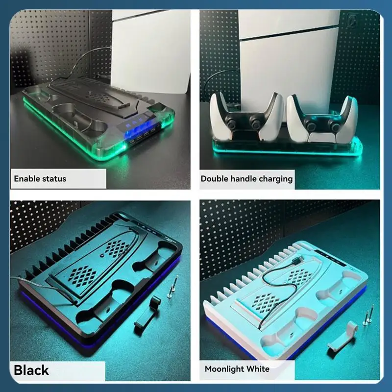 

Y22A-For PS5 Charging Dock Station Vertical Stand Cooling Fan For PS5 Console Dual Controller Charger Game Accessories