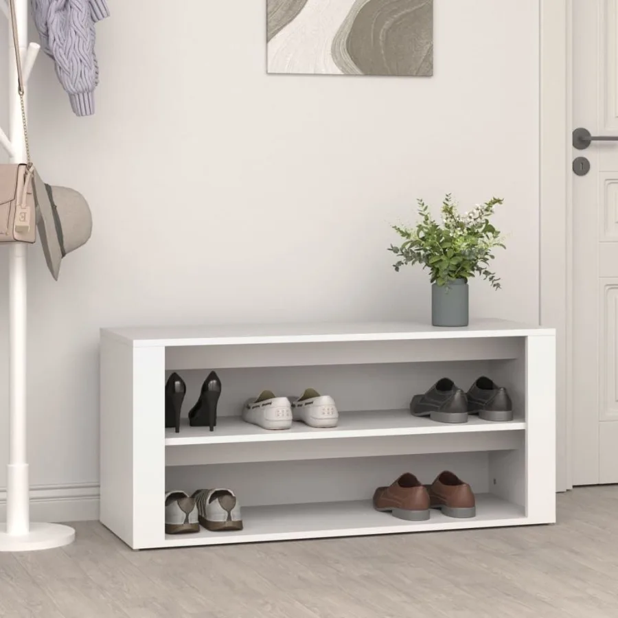 

Shoe Rack White 39.4x13.8x17.7 Engineered Wood
