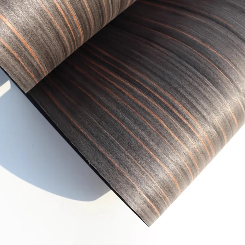 Thickness 0.25mm Black sandalwood and golden silk wood veneer furniture, dining table decoration, wooden door veneer image 3