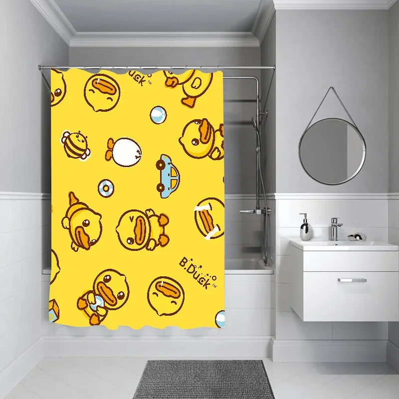 B.Ducks Curtains for Bedrooms Waterproof Shower Curtain Curtains in the Bathroom Accessories Bath Home Fabric Shade Opaque