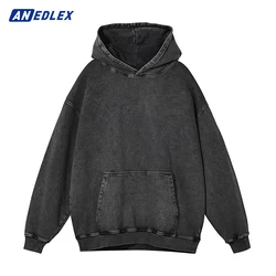 Vintage Batik Distressed Hoodie Hip Hop Street Men's Washed Hooded Pullover Harajuku European American Solid Color Cotton Hoodie