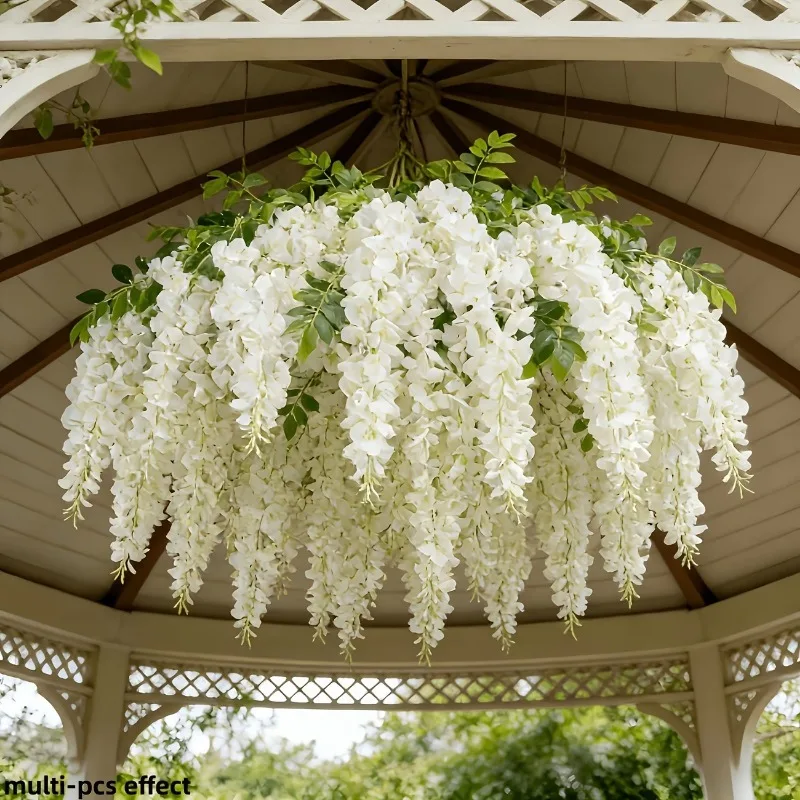 Vignes artificielles de glycine blanche, décoration suspendue intérieure et extérieure, pour arche de mariage, jardin, terrasse, décoration de plafond