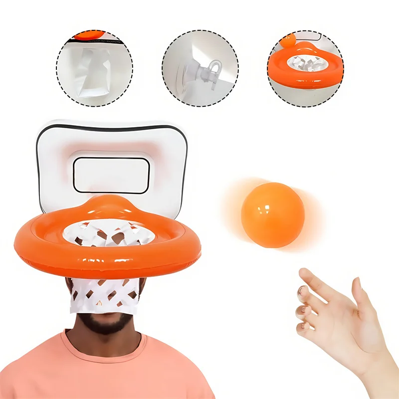 طقم قبعة كرة السلة القابلة للنفخ مصنوع من البلاستيك المتين مثالي للحفلات والمهرجانات قابل للارتداء يضفي أجواء حيوية للألعاب الرياضية