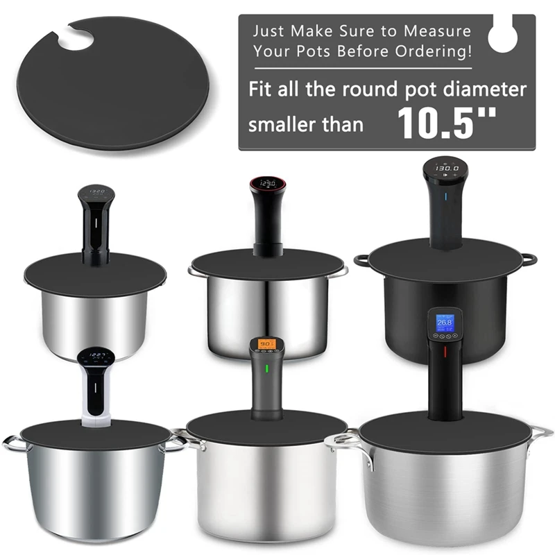 Silicone Lids - Fits Up To 10.5Inch Stock Pots - Compatible For Anova Culinary Sous Vide Precision Cookers