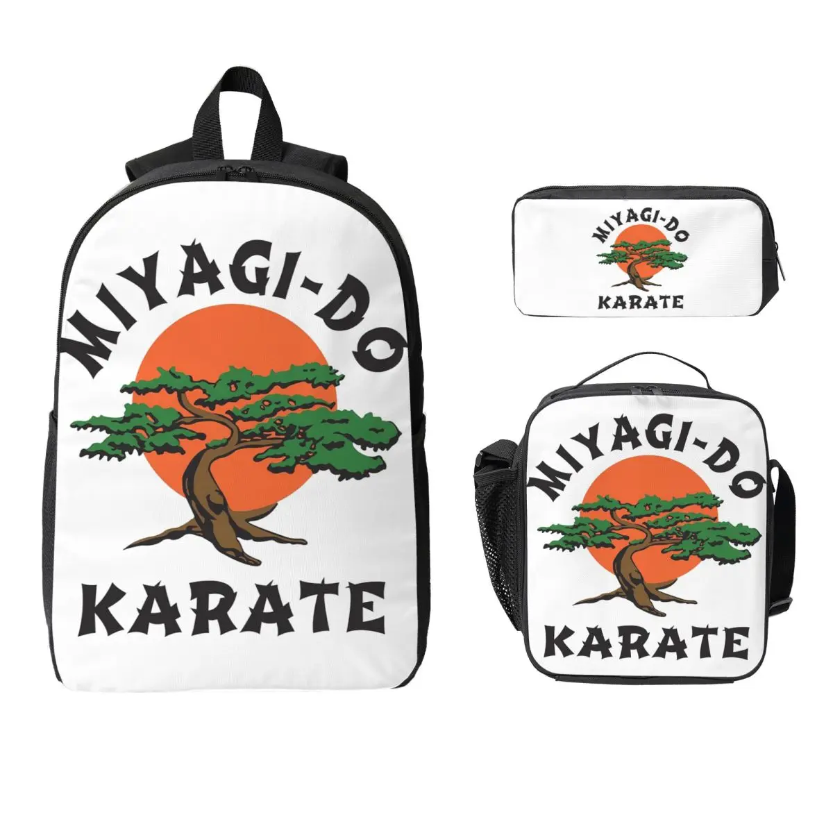 

Miyagi Do Karate Backpack Student Boys Girls BookBag School Bag Computer Shoulder Bags 3ps Insulated Lunch Bag Pencil Case