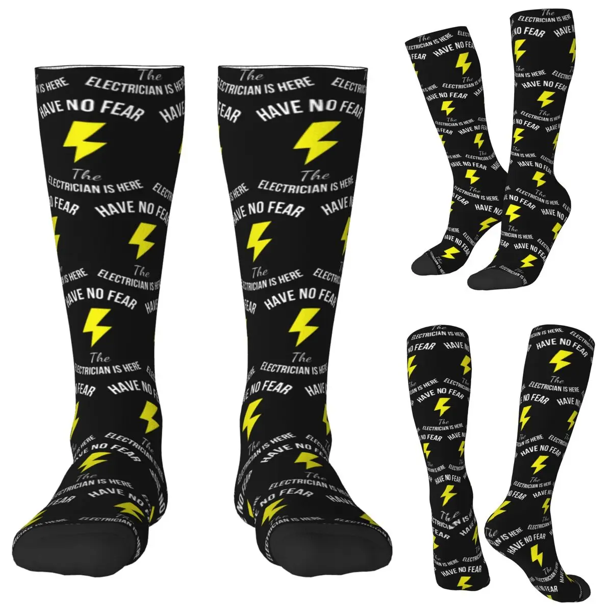Have No Fear The Electrician Is Here Funny Job Socks Harajuku Stockings All Season Long Socks Accessories for Unisex Gifts