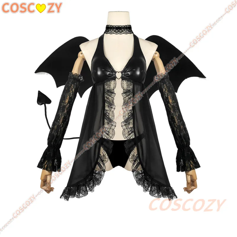 Coscosy-My Dress Up Querida Cosplay Costume, Kitagawa Marin Rizu Kyun, Wig Wing, Cos de couro, Little Devil Sexy, Lace Pijama