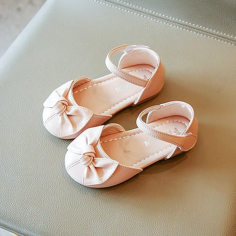 Girls Baby Bow Princess Pu Footwear Fashion Casual Kids Shoes Summer Flat Princess Knot Sandals