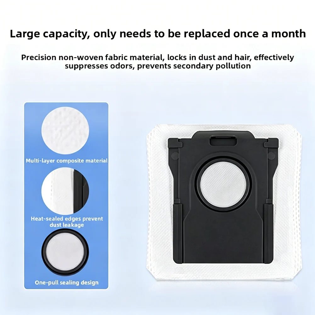 PP Non-Woven Dust Bags for Midea V12Pro Robot Vacuum - Sealed Structure High-Capacity Multi-Layer Filtration 6/8/10