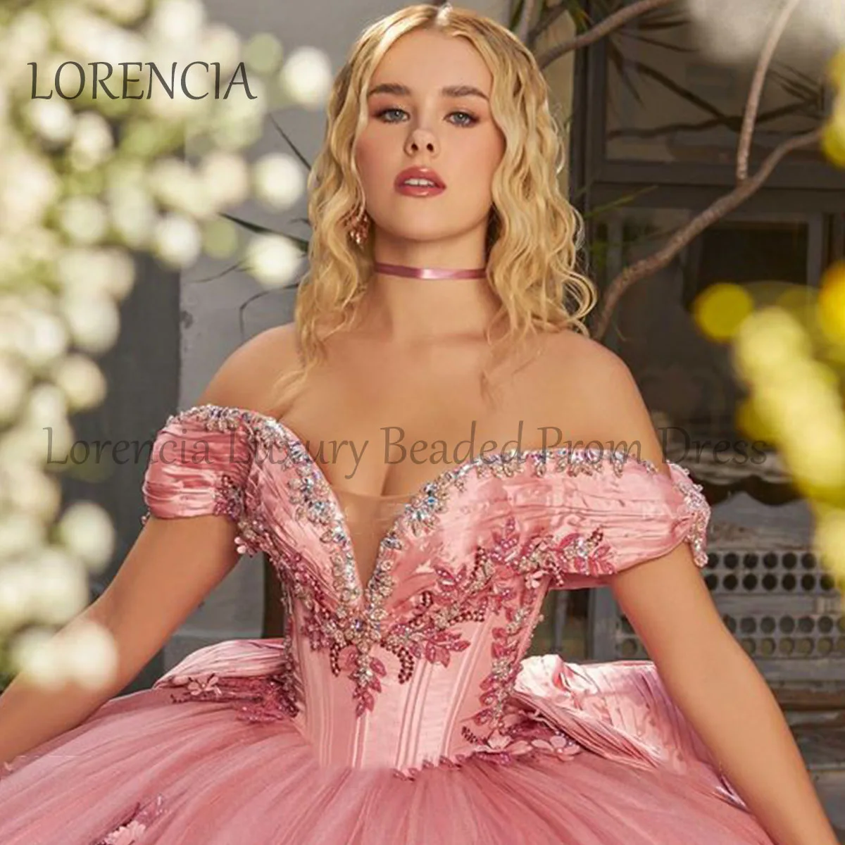 Pink Quincenara Dress Mexican Beading Applique 3D Flowers Off The Shoulder Sweet 15 16 Ball Gown Sleeveless Vestidos De 15 Años