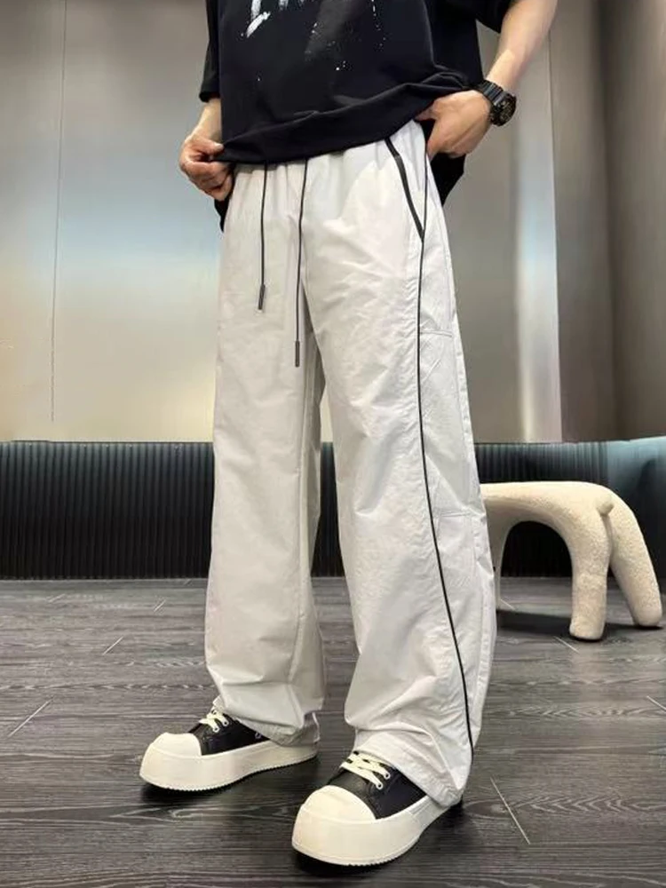 

Men's Spor Casual Pants Striped Outdoor Loose Straight Leg Long Trousers Faionable Spring Summer Qui Dry Comfortable Fit