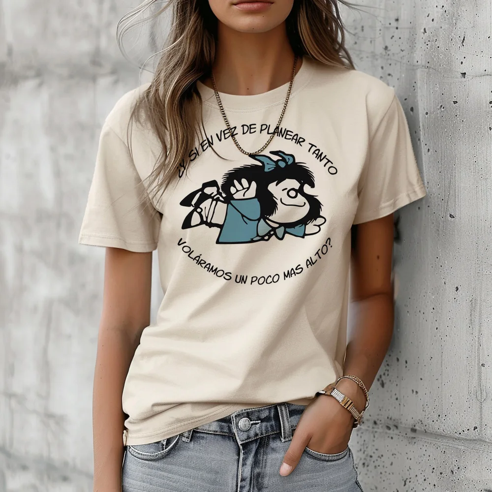 Mafalda tshirt women manga harajuku t-shirts female comic funny manga clothing