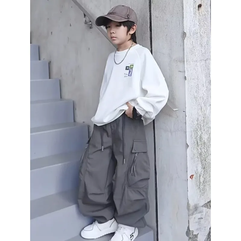 2026 Kinder Jungen Schicke Overalls UNITIM Herbst 4-14 Jahre Teenager Jungen Gerade Hose Locker Junge Elastischer Bund Hosenträger – Detail 24