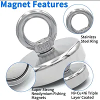 D16~D42mm Super Strong Neodymium Fishing Magnet N52 Heavy Duty Rare Earth Magnet with Countersunk Hole Eyebolt Salvage Magnetic