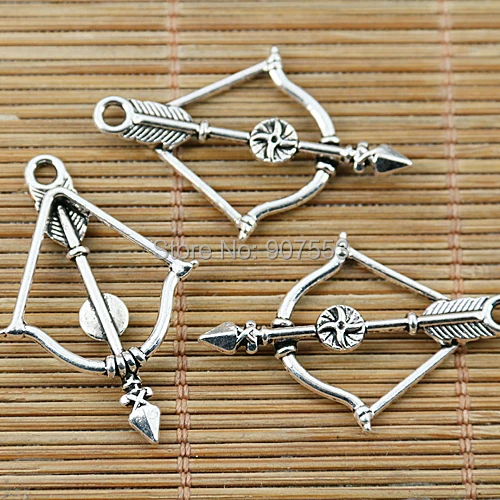 10pcs 35*23mm Tibetan Silver Bow and Arrow Charm Pendants EF1337 Charms for Jewelry Making