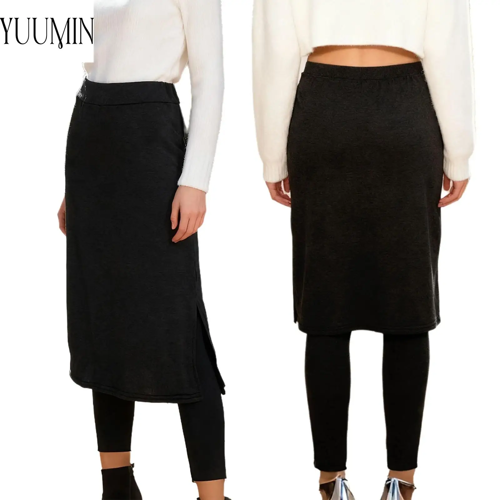 

Женские теннисные брюки для гольфа 2 в 1, эластичный пояс с высокой талией и разрезом по бокам, леггинсы с юбкой для повседневных тренировок, йоги, спортивная одежда