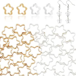 40pcs Star Bead Frames 9.5mm Golden Metal Links Double Hole Frames Hollow Star Charms Silver Open Connectors Fit for 6mm Beads