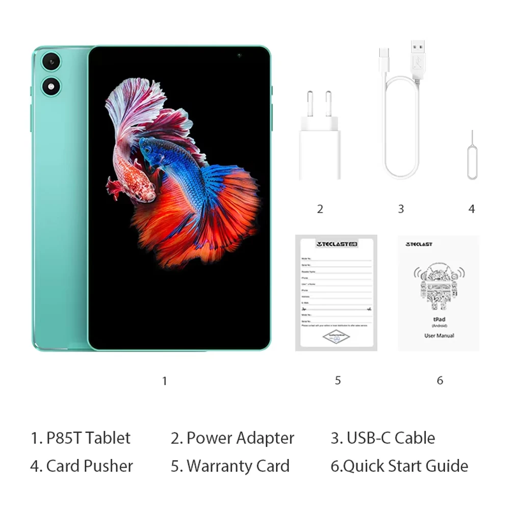 Tavoletta Teclast P85T da 8 pollici Allwinner A523 8 core 4 GB RAM 64 GB ROM Android 14 WIFI6 BT5.2 5000 mAh Type-C 0,3 MP+2,0 MP