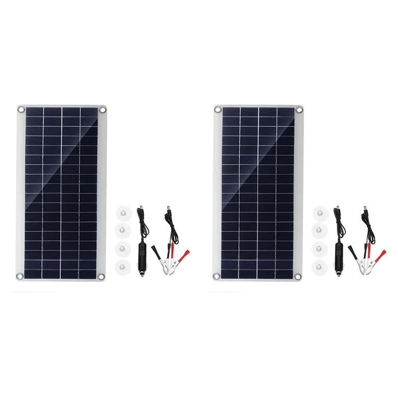 

2X 30W Solar Panel Portable Dual 12/5V DC USB Fast-Charging Waterproof Emergency Charging Outdoor Battery Charger