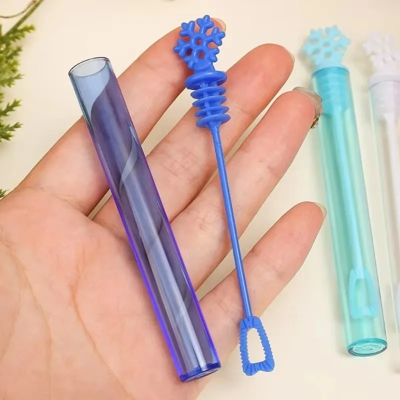 Plastic Bubble Tube Toy Snowflake Magic Bubble Soap Wand Bottle Guest Gifts Baby Shower Christmas Wedding Birthday Decoration