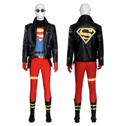 Hoge Kwaliteit Super Boy Conner Cosplay Kent Jumpsuit Leren Jas Schoenen Bril Set Superheld Volwassen Heren Halloween Party Pak