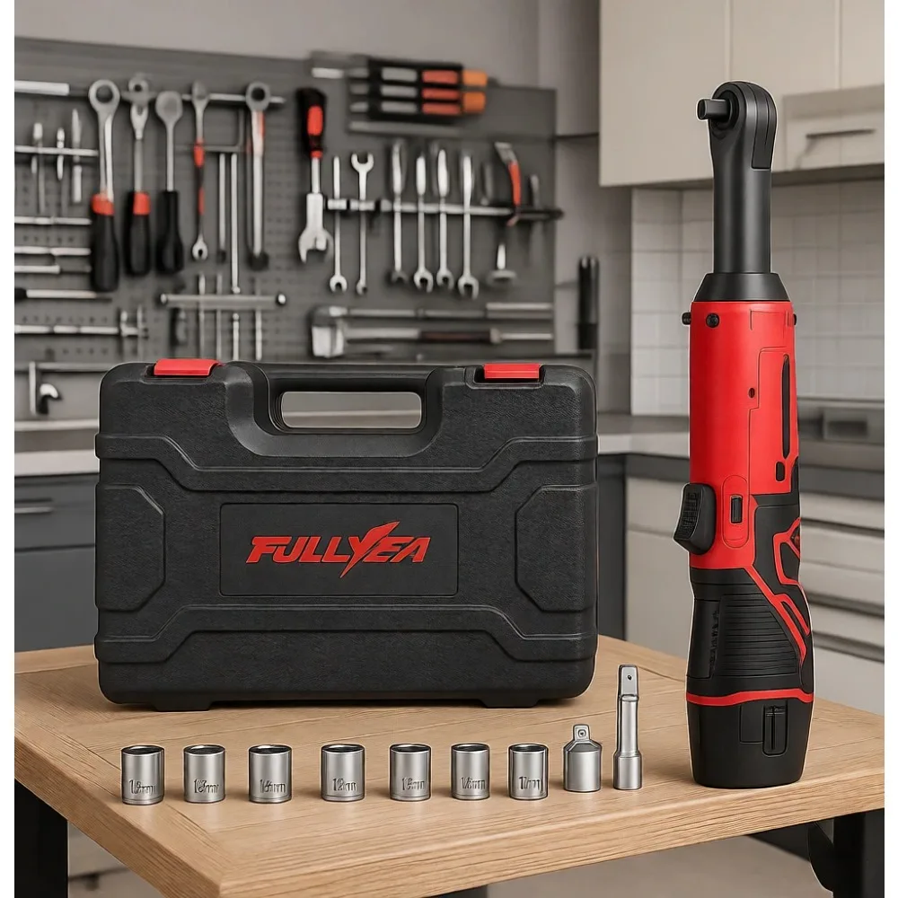 

12V Cordless 3 8 Electric Ratchet Wrench Kit 400 RPM LED 7 Sockets 2 Batteries Fast Charger